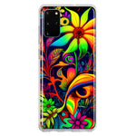 Samsung Galaxy S20 Plus Neon Rainbow Psychedelic Trippy Hippie Daisy Flowers Hybrid Protective Phone Case Cover