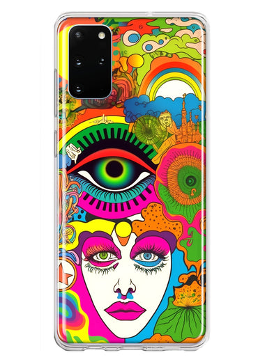 Samsung Galaxy S20 Plus Neon Rainbow Psychedelic Trippy Hippie DaydreamHybrid Protective Phone Case Cover