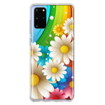 Samsung Galaxy S20 Plus Colorful Rainbow Daisies Blue Pink White Green Double Layer Phone Case Cover