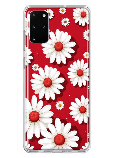 Samsung Galaxy S20 Plus Cute White Red Daisies Polkadots Double Layer Phone Case Cover