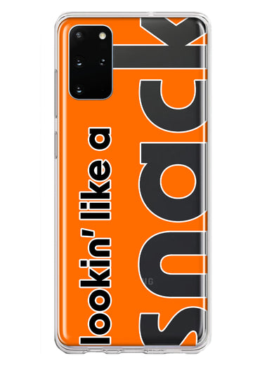 Samsung Galaxy S20 Plus Orange Clear Funny Text Quote Snack Hybrid Protective Phone Case Cover