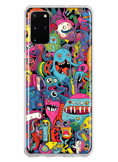 Samsung Galaxy S20 Plus Psychedelic Trippy Happy Aliens Characters Hybrid Protective Phone Case Cover