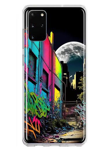 Samsung Galaxy S20 Plus Urban City Full Moon Graffiti Painting Art Hybrid Protective Phone Case Cover