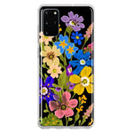 Samsung Galaxy S20 Plus Blue Yellow Vintage Spring Wild Flowers Floral Hybrid Protective Phone Case Cover