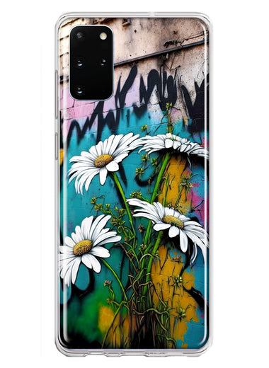 Samsung Galaxy S20 Plus White Daisies Graffiti Wall Art Painting Hybrid Protective Phone Case Cover