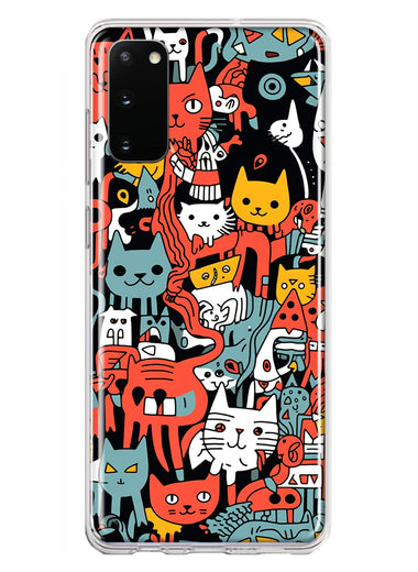 Samsung Galaxy S20 Psychedelic Cute Cats Friends Pop Art Hybrid Protective Phone Case Cover