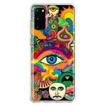 Samsung Galaxy S20 Neon Rainbow Psychedelic Trippy Hippie Multiple Eyes Hybrid Protective Phone Case Cover