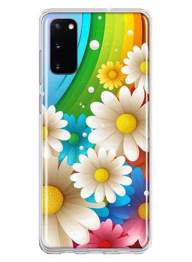 Samsung Galaxy S20 Colorful Rainbow Daisies Blue Pink White Green Double Layer Phone Case Cover