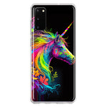 Samsung Galaxy S20 Neon Rainbow Glow Unicorn Floral Hybrid Protective Phone Case Cover