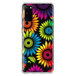 Samsung Galaxy S20 Neon Rainbow Glow Sunflowers Colorful Floral Pink Purple Double Layer Phone Case Cover