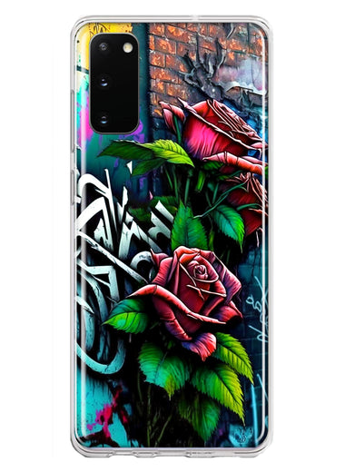 Samsung Galaxy S20 Red Roses Graffiti Painting Art Hybrid Protective Phone Case Cover