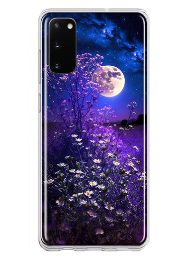 Samsung Galaxy S20 Spring Moon Night Lavender Flowers Floral Hybrid Protective Phone Case Cover