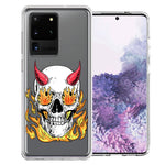 Samsung Galaxy S20 Ultra Flamming Devil Skull Design Double Layer Phone Case Cover