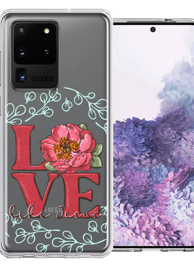 Samsung Galaxy S20 Ultra Love Like Jesus Flower Text Christian Double Layer Phone Case Cover