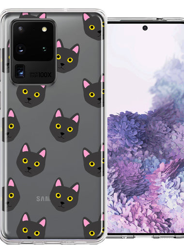 Samsung Galaxy S20 Ultra Black Cat Polkadots Design Double Layer Phone Case Cover