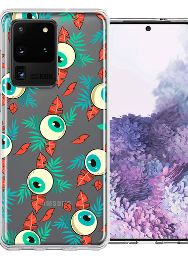 Samsung Galaxy S20 Ultra Halloween Creepy Tropical Eyeballs Design Double Layer Phone Case Cover