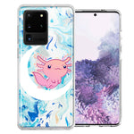 Samsung Galaxy S20 Ultra Pink Axolotl Moon Mable Design Double Layer Phone Case Cover