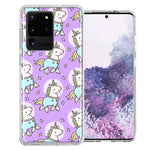 Samsung Galaxy S20 Ultra Cute Unicorns Purple Design Double Layer Phone Case Cover