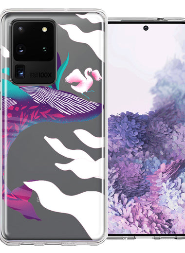 Samsung Galaxy S20 Ultra Mystic Floral Whale Design Double Layer Phone Case Cover