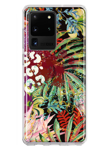 Samsung Galaxy S20 Ultra Leopard Tropical Flowers Vacation Dreams Hibiscus Floral Hybrid Protective Phone Case Cover
