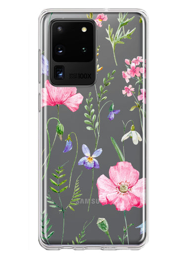 Samsung Galaxy S20 Ultra Spring Pastel Wild Flowers Summer Classy Elegant Beautiful Hybrid Protective Phone Case Cover