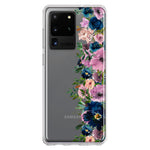 Samsung Galaxy S20 Ultra Navy Blue Summer Watercolor Floral Classic Purple Flowers Hybrid Protective Phone Case Cover
