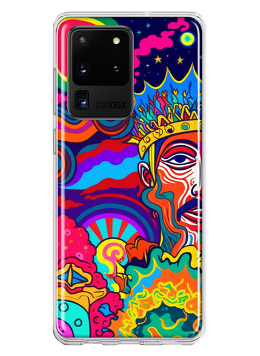 Samsung Galaxy S20 Ultra Neon Rainbow Psychedelic Indie Hippie Indie King Hybrid Protective Phone Case Cover