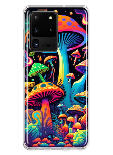 Samsung Galaxy S20 Ultra Neon Rainbow Psychedelic Indie Hippie Mushrooms Hybrid Protective Phone Case Cover