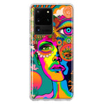 Samsung Galaxy S20 Ultra Neon Rainbow Psychedelic Hippie One Eye Pop Art Hybrid Protective Phone Case Cover