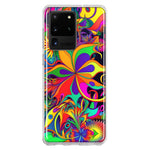 Samsung Galaxy S20 Ultra Neon Rainbow Psychedelic Hippie Wild Flowers Hybrid Protective Phone Case Cover