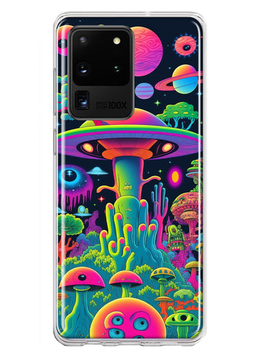 Samsung Galaxy S20 Ultra Neon Rainbow Psychedelic UFO Alien Planet Hybrid Protective Phone Case Cover