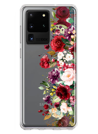 Samsung Galaxy S20 Ultra Red Summer Watercolor Floral Bouquets Ruby Flowers Hybrid Protective Phone Case Cover
