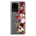 Samsung Galaxy S20 Ultra Red Summer Watercolor Floral Bouquets Ruby Flowers Hybrid Protective Phone Case Cover