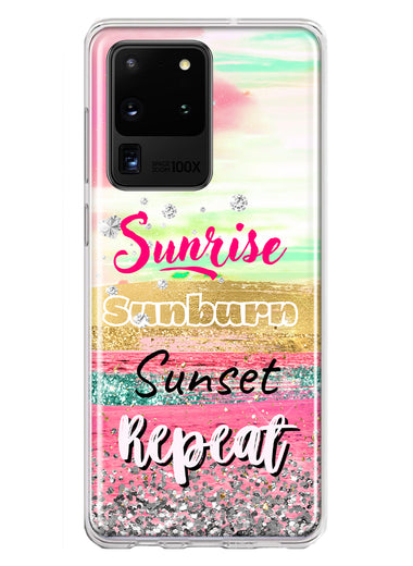 Samsung Galaxy S20 Ultra Summer Brush Strokes Sunrise Sunburn Sunset Repeat Hybrid Protective Phone Case Cover