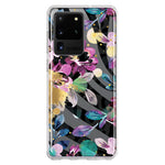 Samsung Galaxy S20 Ultra Zebra Stripes Tropical Flowers Purple Blue Summer Vibes Hybrid Protective Phone Case Cover