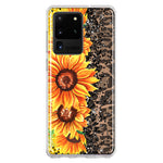 Samsung Galaxy S20 Ultra Yellow Summer Sunflowers Brown Leopard Honeycomb Hybrid Protective Phone Case Cover