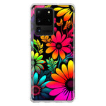 Samsung Galaxy S20 Ultra Neon Rainbow Glow Colorful Abstract Flowers Floral Hybrid Protective Phone Case Cover