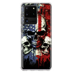 Samsung Galaxy S20 Ultra American USA Flag Skulls Blue Red Double Layer Phone Case Cover
