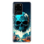 Samsung Galaxy S20 Ultra Blue Apocalypse Cyberpunk Skull Feather Double Layer Phone Case Cover