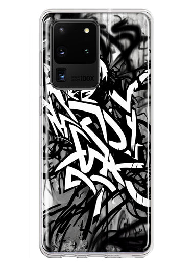 Samsung Galaxy S20 Ultra Black White Urban Graffiti Hybrid Protective Phone Case Cover
