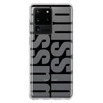 Samsung Galaxy S20 Ultra Black Clear Funny Text Quote Bussin Hybrid Protective Phone Case Cover