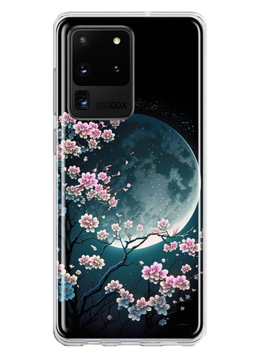 Samsung Galaxy S20 Ultra Kawaii Manga Pink Cherry Blossom Full Moon Hybrid Protective Phone Case Cover
