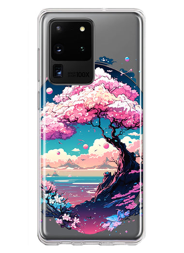 Samsung Galaxy S20 Ultra Kawaii Manga Pink Cherry Blossom Japanese Sky Floral Ocean Hybrid Protective Phone Case Cover
