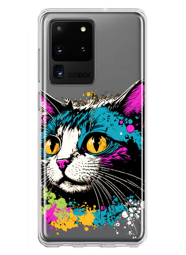 Samsung Galaxy S20 Ultra Cool Cat Oil Paint Pop Art Hybrid Protective Phone Case Cover
