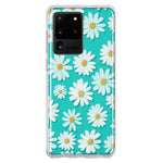 Samsung Galaxy S20 Ultra Turquoise Teal White Daisies Cute Daisy Polka Dots Double Layer Phone Case Cover