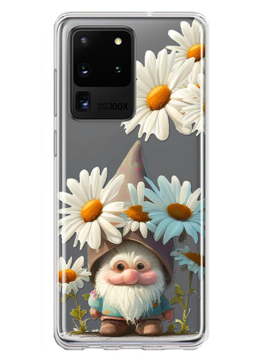 Samsung Galaxy S20 Ultra Cute Gnome White Daisy Flowers Floral Hybrid Protective Phone Case Cover
