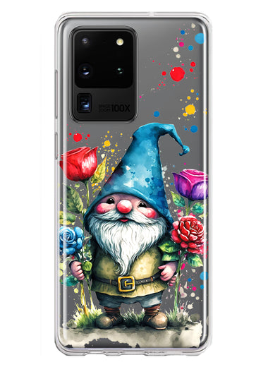 Samsung Galaxy S20 Ultra Gnome Red Purple Blue Roses Garden Hybrid Protective Phone Case Cover