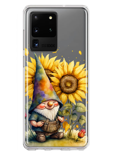 Samsung Galaxy S20 Ultra Cute Gnome Sunflowers Clear Hybrid Protective Phone Case Cover