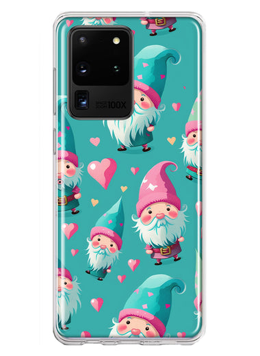 Samsung Galaxy S20 Ultra Turquoise Pink Hearts Gnomes Hybrid Protective Phone Case Cover