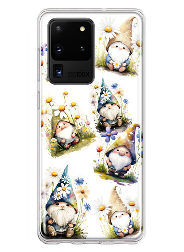 Samsung Galaxy S20 Ultra Cute White Blue Daisies Gnomes Hybrid Protective Phone Case Cover